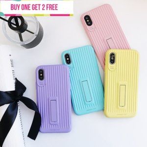 Pink Silicone Suitcase Phone Case with Kick Stand